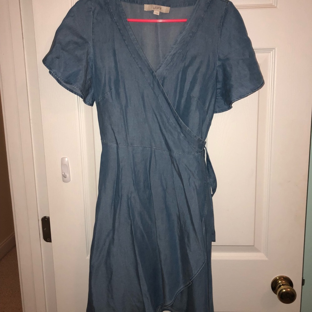 LOFT chambray wrap dress